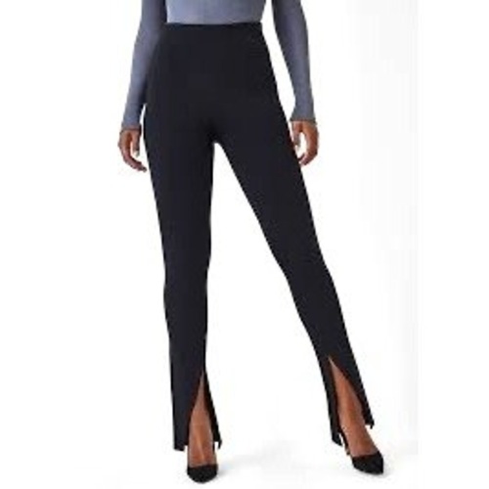 Spanx The Perfect Front Slit Legging Women Large Tall Black Ponte Minimalist